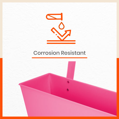 LEA Hanging Metal Pot Holders / Planters for Home / Balcony / Garden | Pink - Set of 2